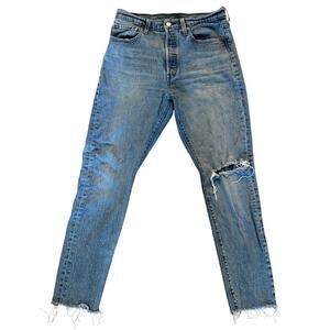 Levis 501 Skinny Women’s Jeans 29/30 High Rise Raw Hem Medium Wash Classic